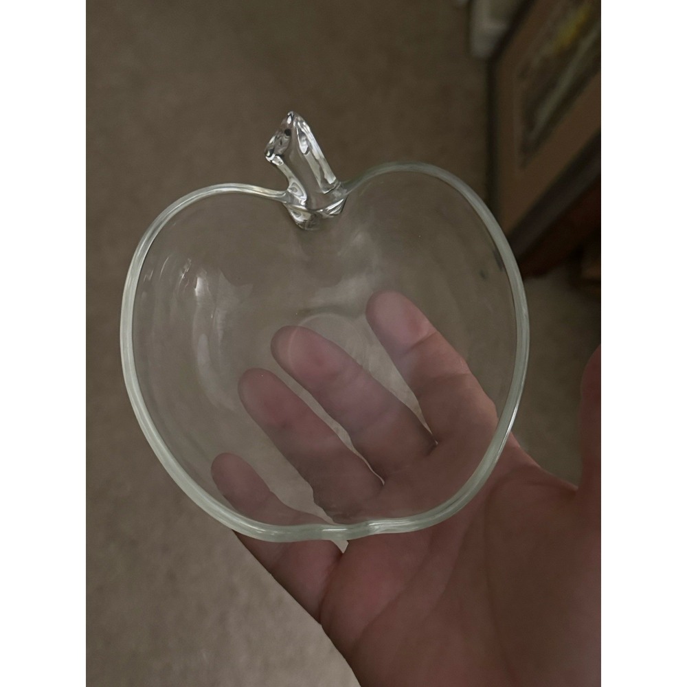 Clear Glass Apple Shaped‎ Candy Dish